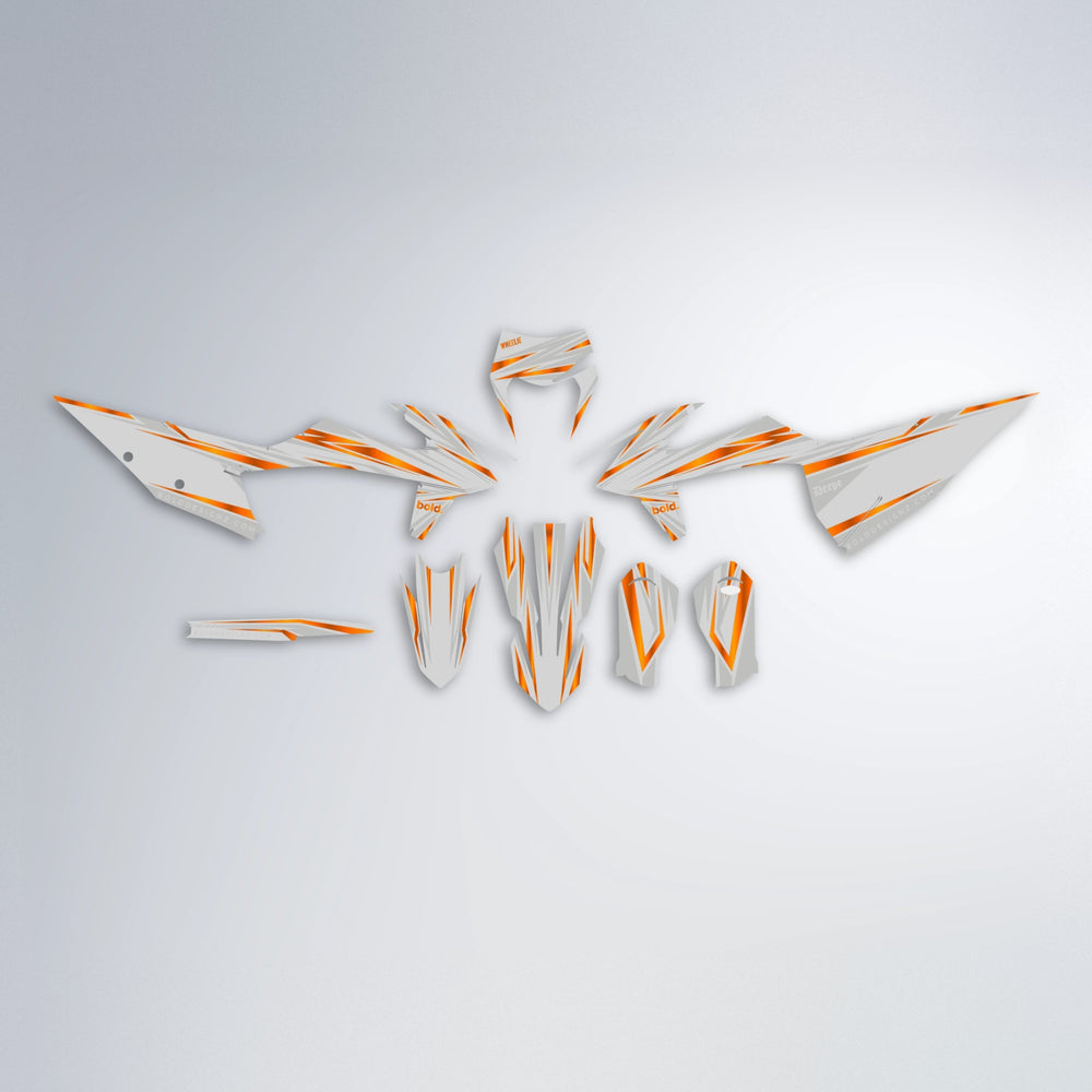 SKITZ graphics kit parts layout in White/orange