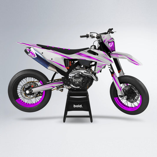 SKITZ supermoto graphics kit in White/purple