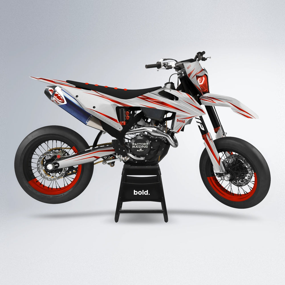 SKITZ supermoto graphics kit in White/red
