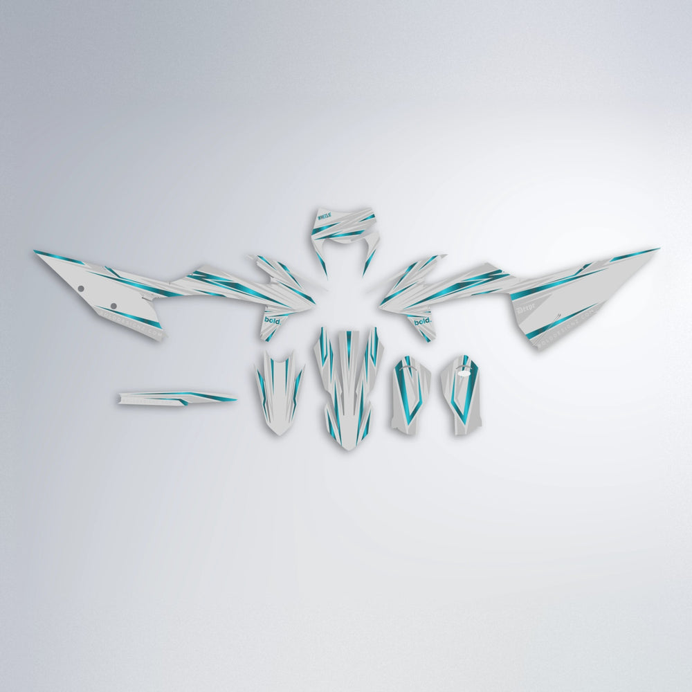 SKITZ graphics kit parts layout in White/teal