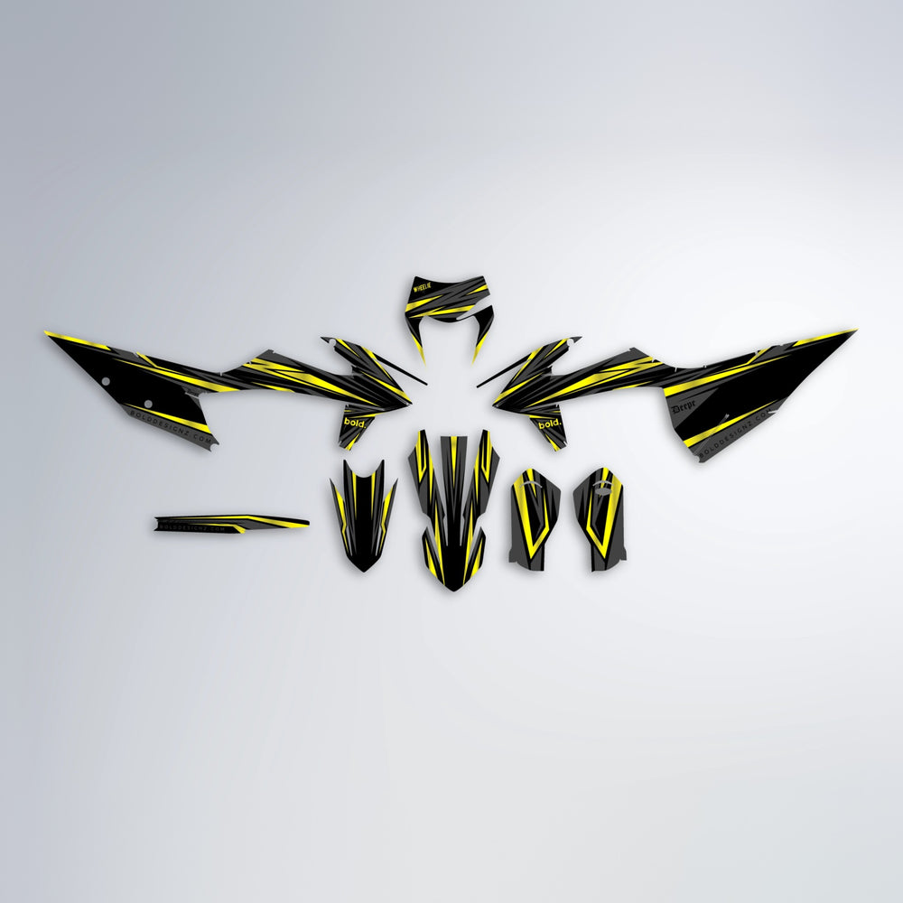 SKITZ graphics kit parts layout in Yellow