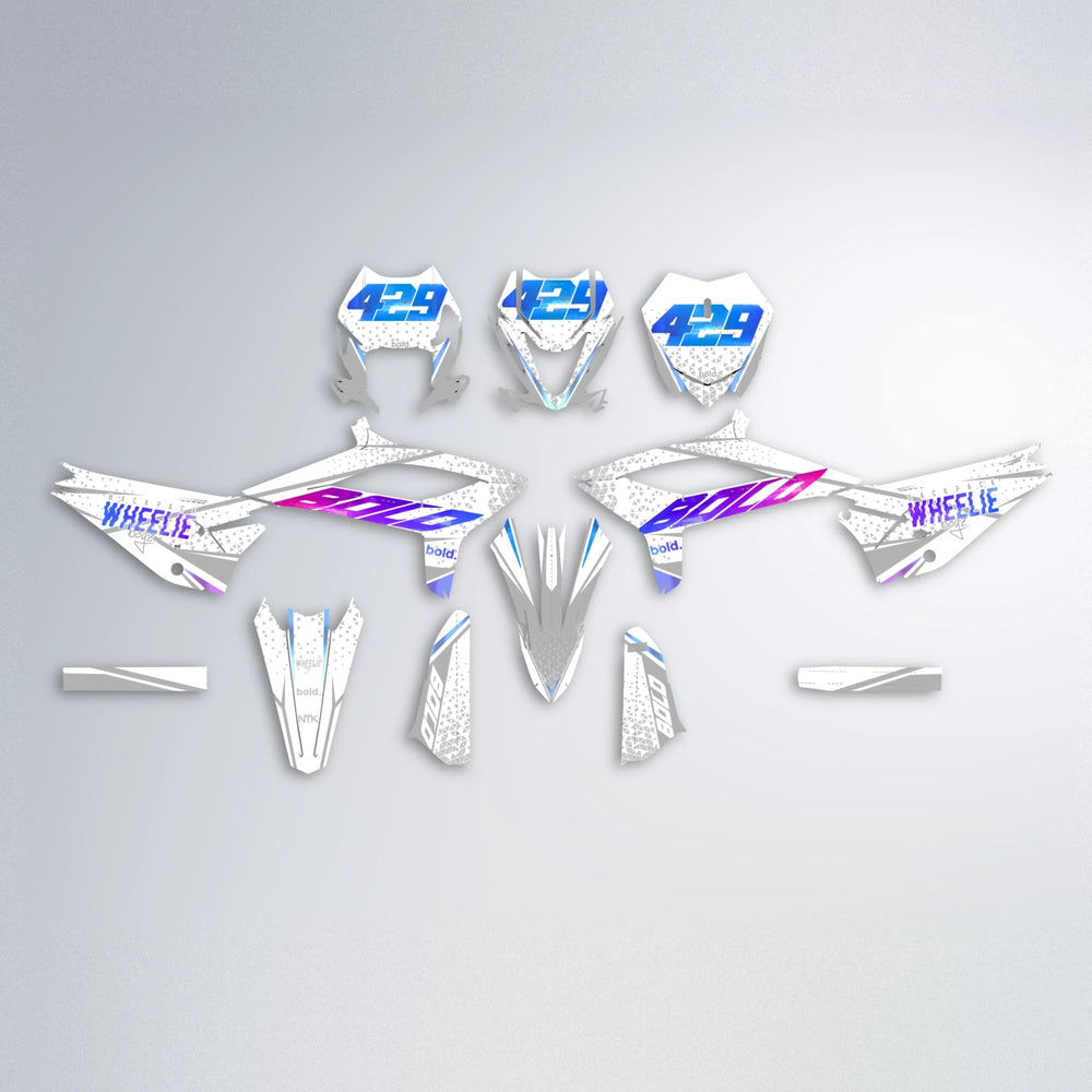 SKOOVBY Beta graphics kit parts layout in Blue Purple Fade