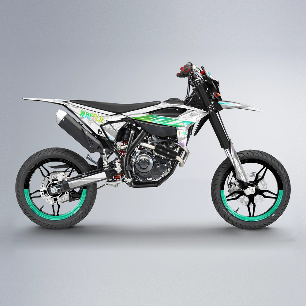SKOOVBY Beta supermoto graphics kit in Cyan & Green