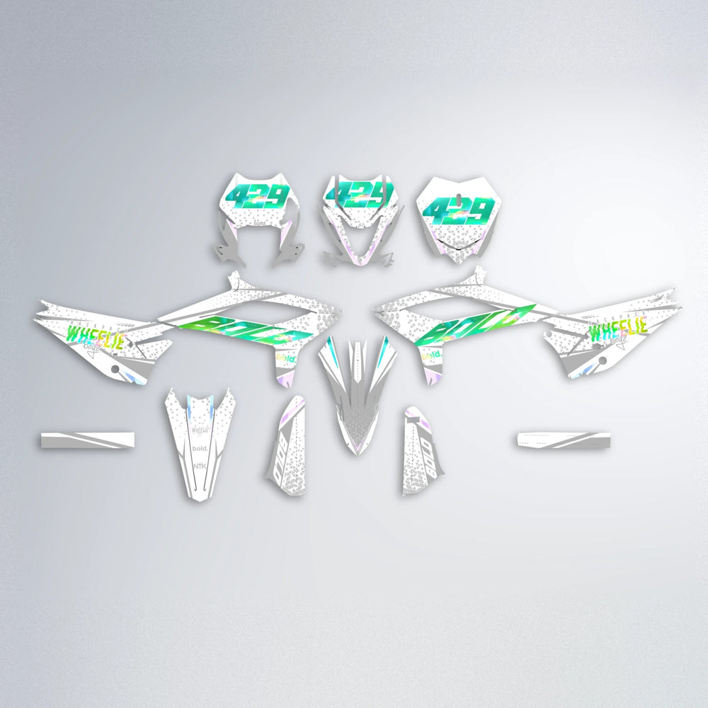 SKOOVBY Beta graphics kit parts layout in Cyan & Green