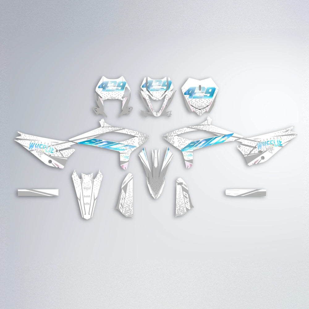 SKOOVBY Beta graphics kit parts layout in Light Blue & White