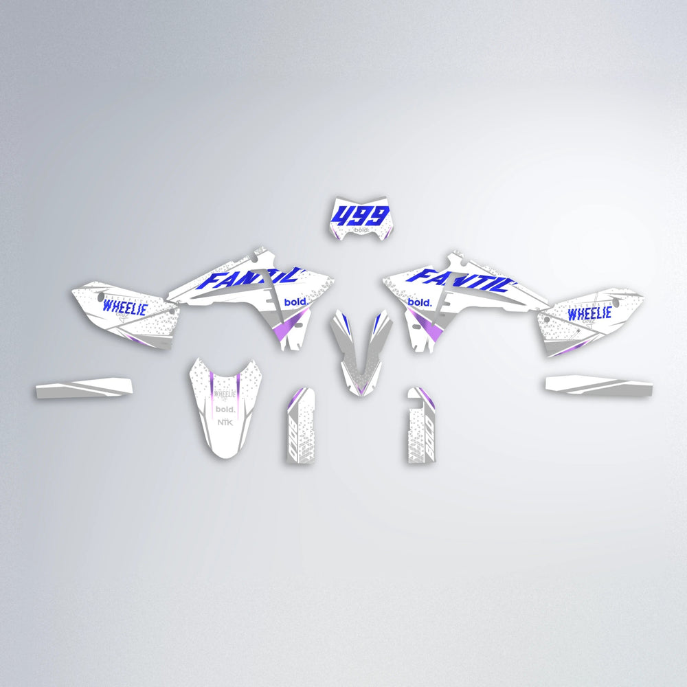 SKOOVBY Fantic graphics kit parts layout in Blue