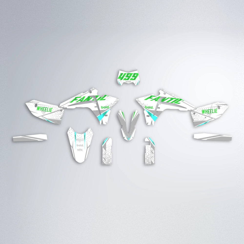 SKOOVBY Fantic graphics kit parts layout in Green
