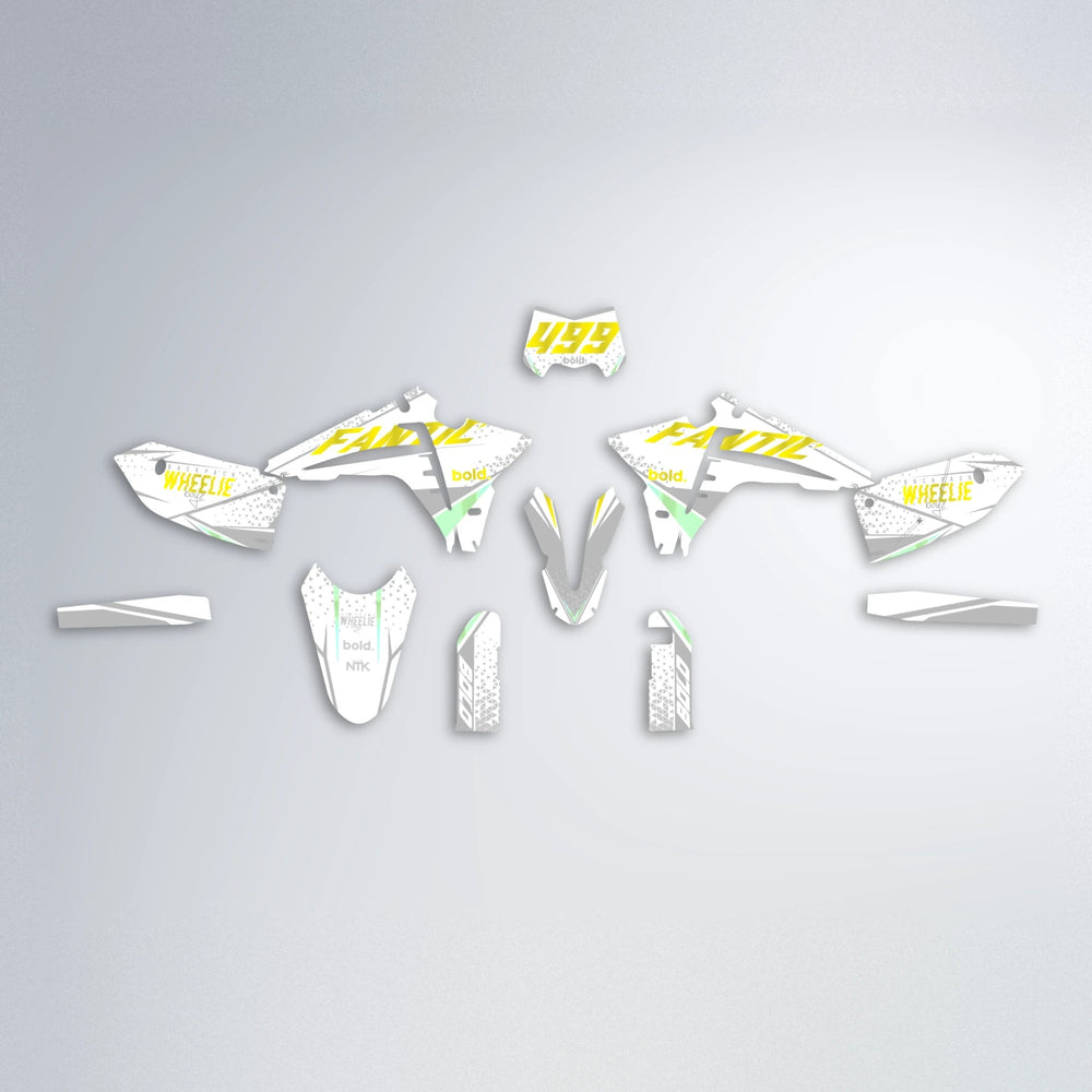 SKOOVBY Fantic graphics kit parts layout in Yellow