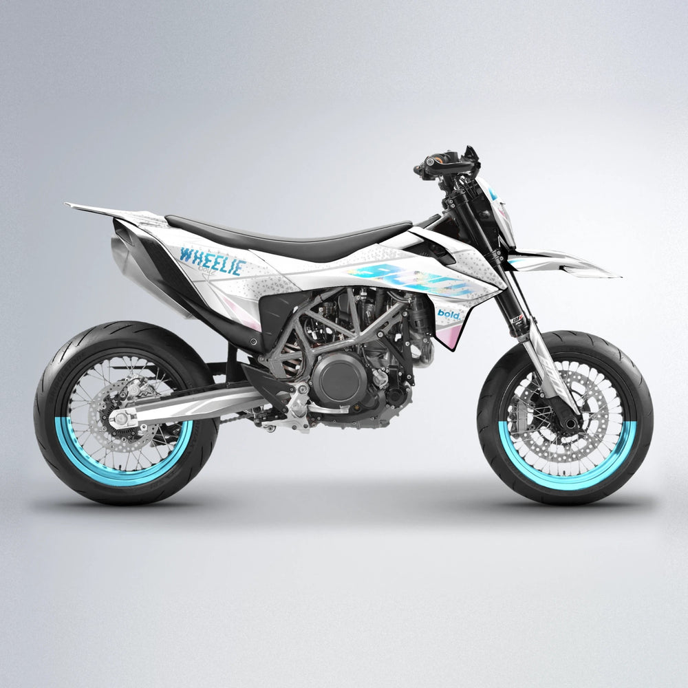 SKOOVBY KTM SMC 690 supermoto graphics kit in Light Blue & White