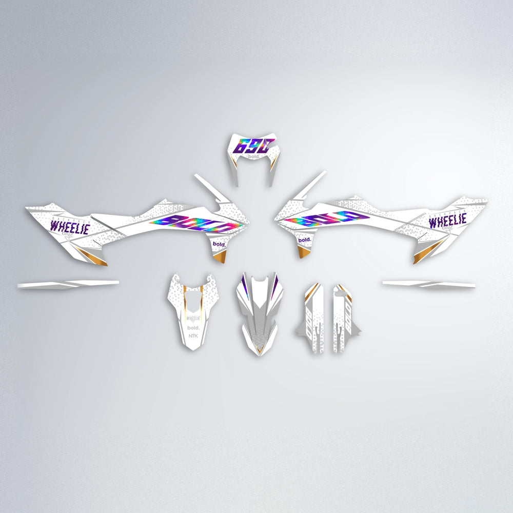 SKOOVBY KTM SMC 690 graphics kit parts layout in Purple