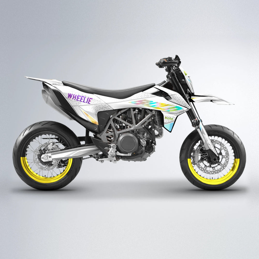 SKOOVBY KTM SMC 690 supermoto graphics kit in Purple & Yellow