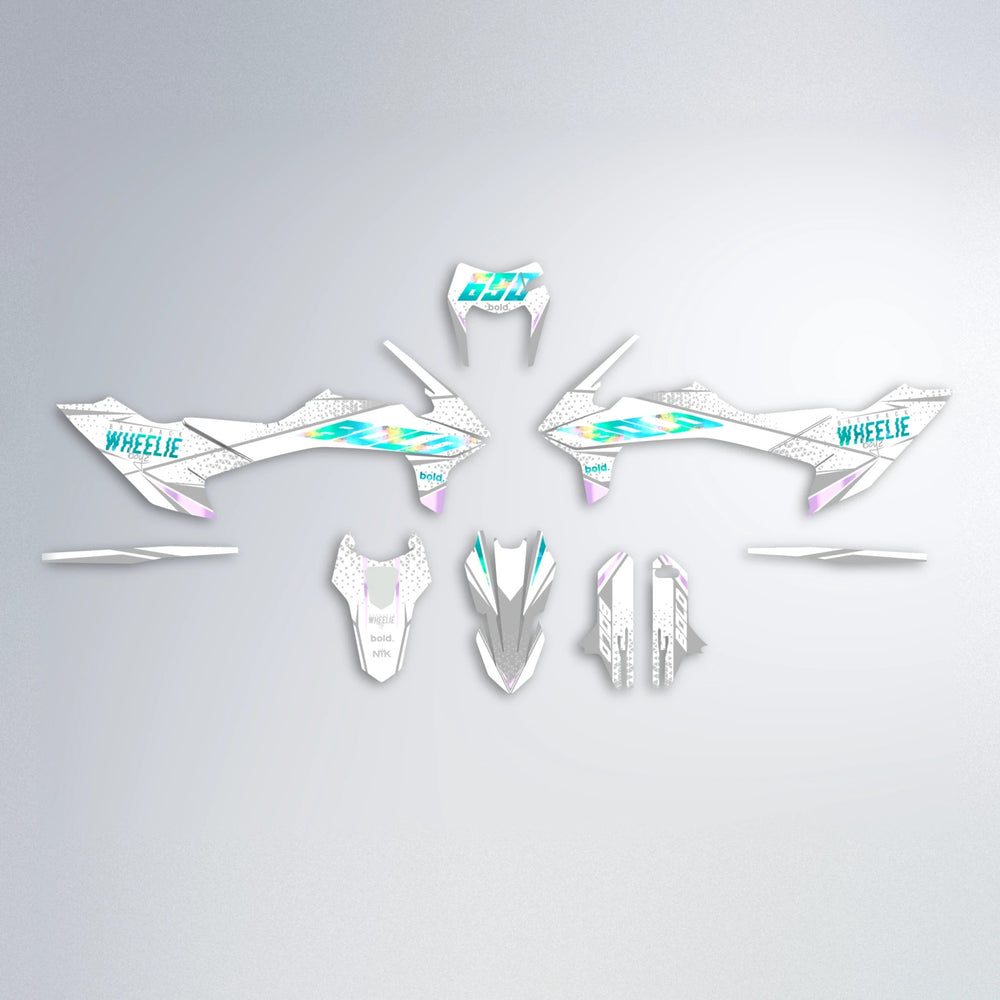 SKOOVBY KTM SMC 690 graphics kit parts layout in Teal