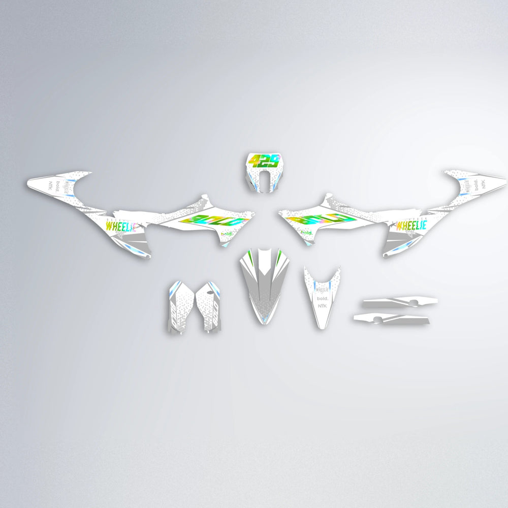 SKOOVBY Stark Varg MX graphics kit parts layout in Green