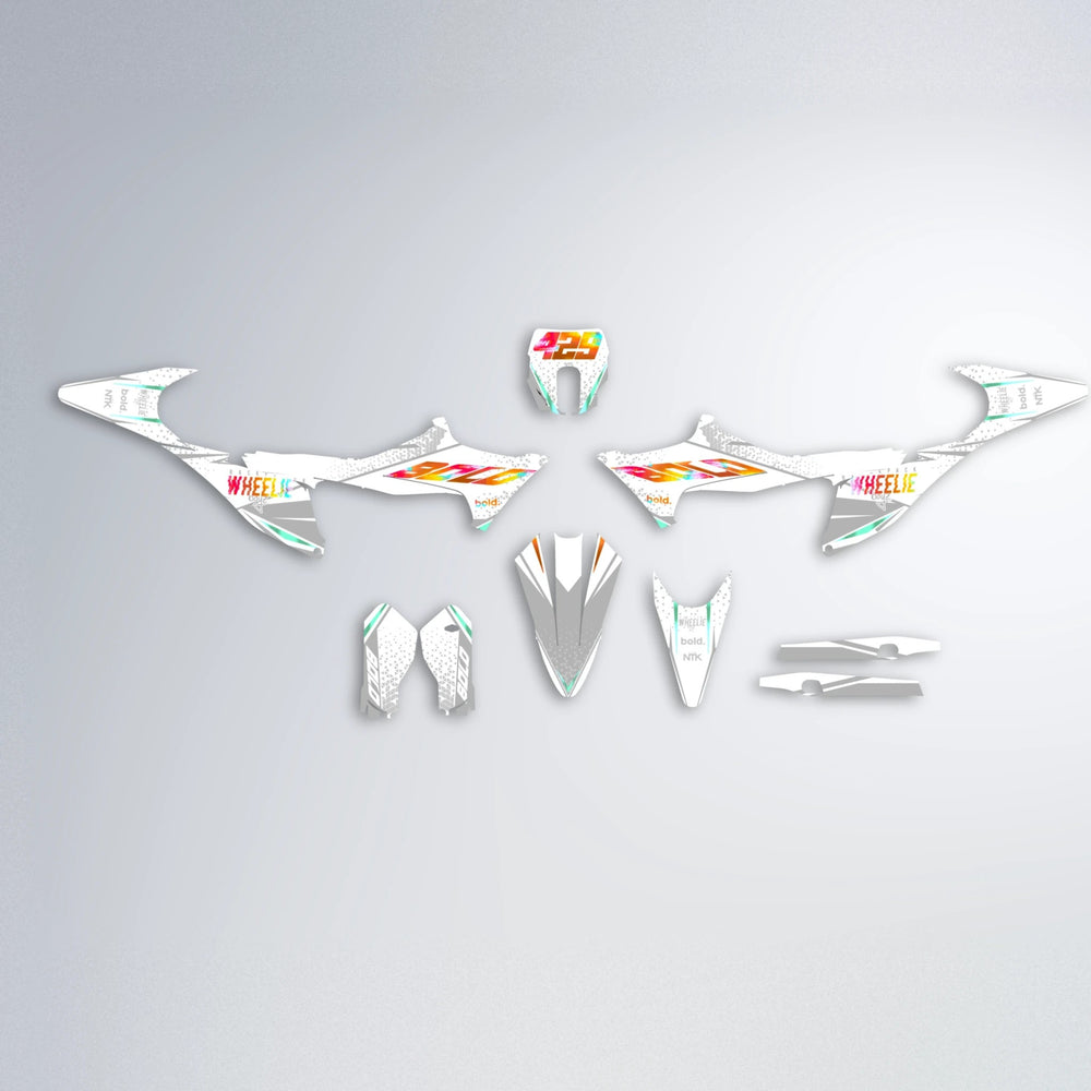 SKOOVBY Stark Varg MX graphics kit parts layout in Orange