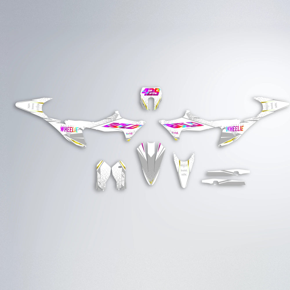 SKOOVBY Stark Varg MX graphics kit parts layout in Pink
