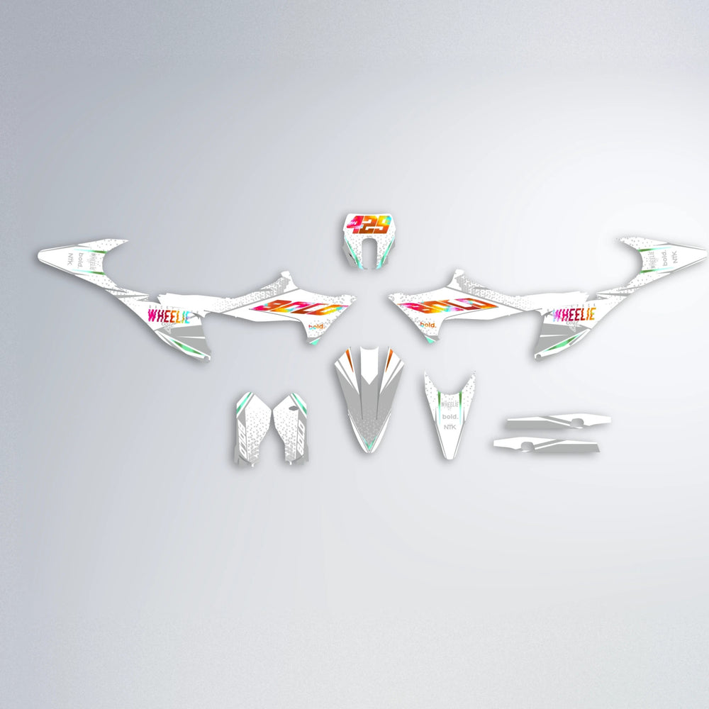 SKOOVBY Stark Varg MX graphics kit parts layout in Red & Orange