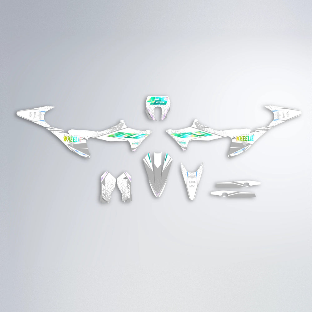 SKOOVBY Stark Varg SM graphics kit parts layout in Cyan & Green