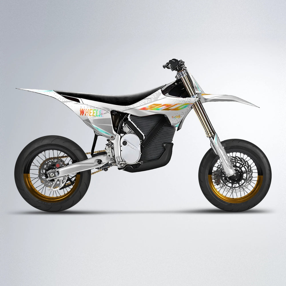SKOOVBY Stark Varg SM supermoto graphics kit in Orange & Yellow