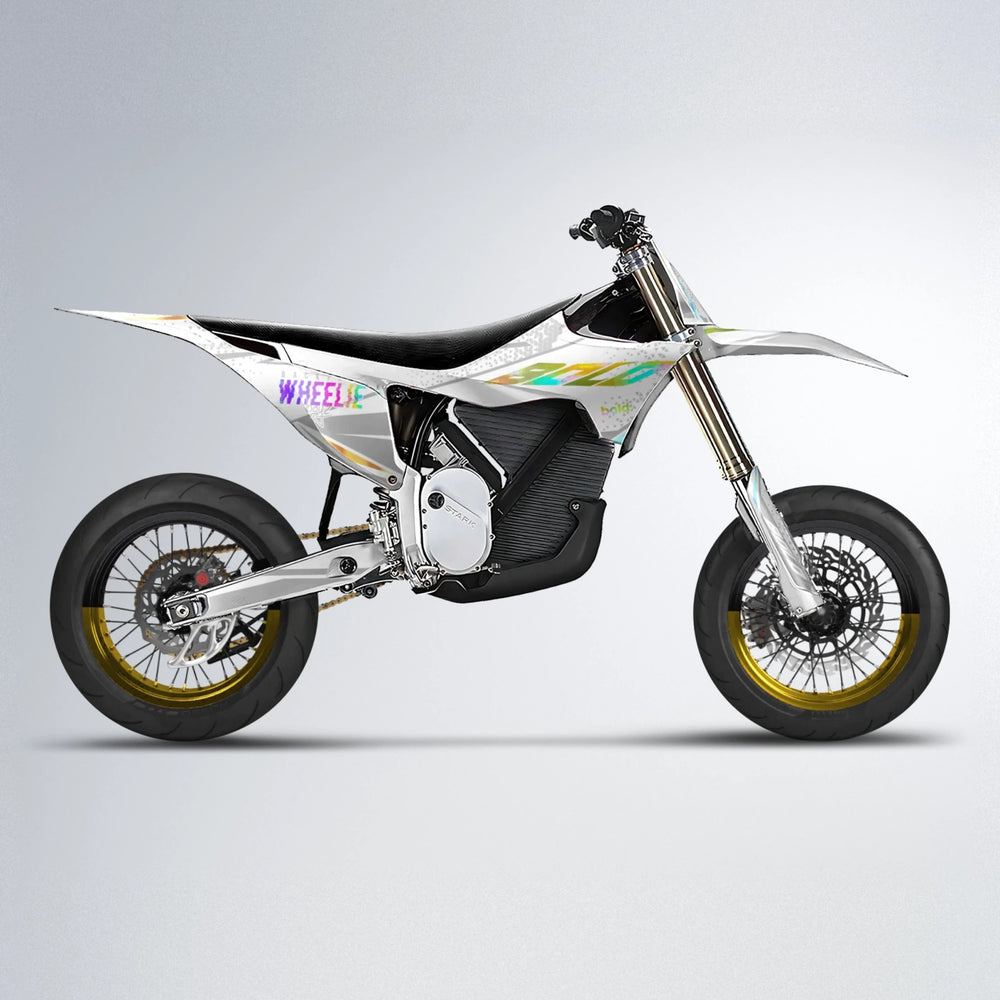 SKOOVBY Stark Varg SM supermoto graphics kit in Purple & Yellow
