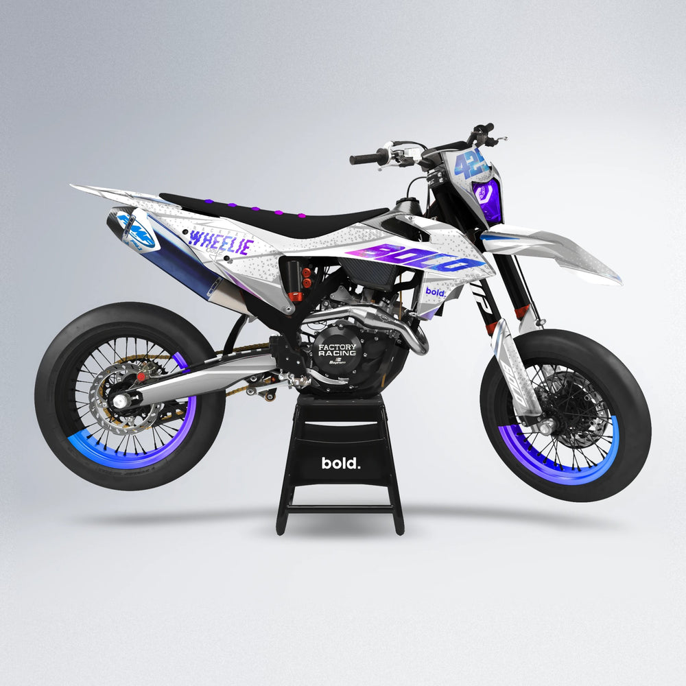 SKOOVBY supermoto graphics kit in Blue Purple Fade