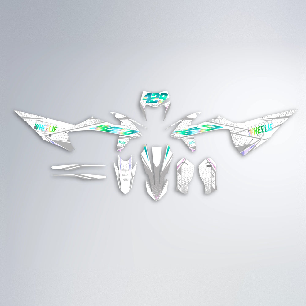 SKOOVBY graphics kit parts layout in Cyan & Green
