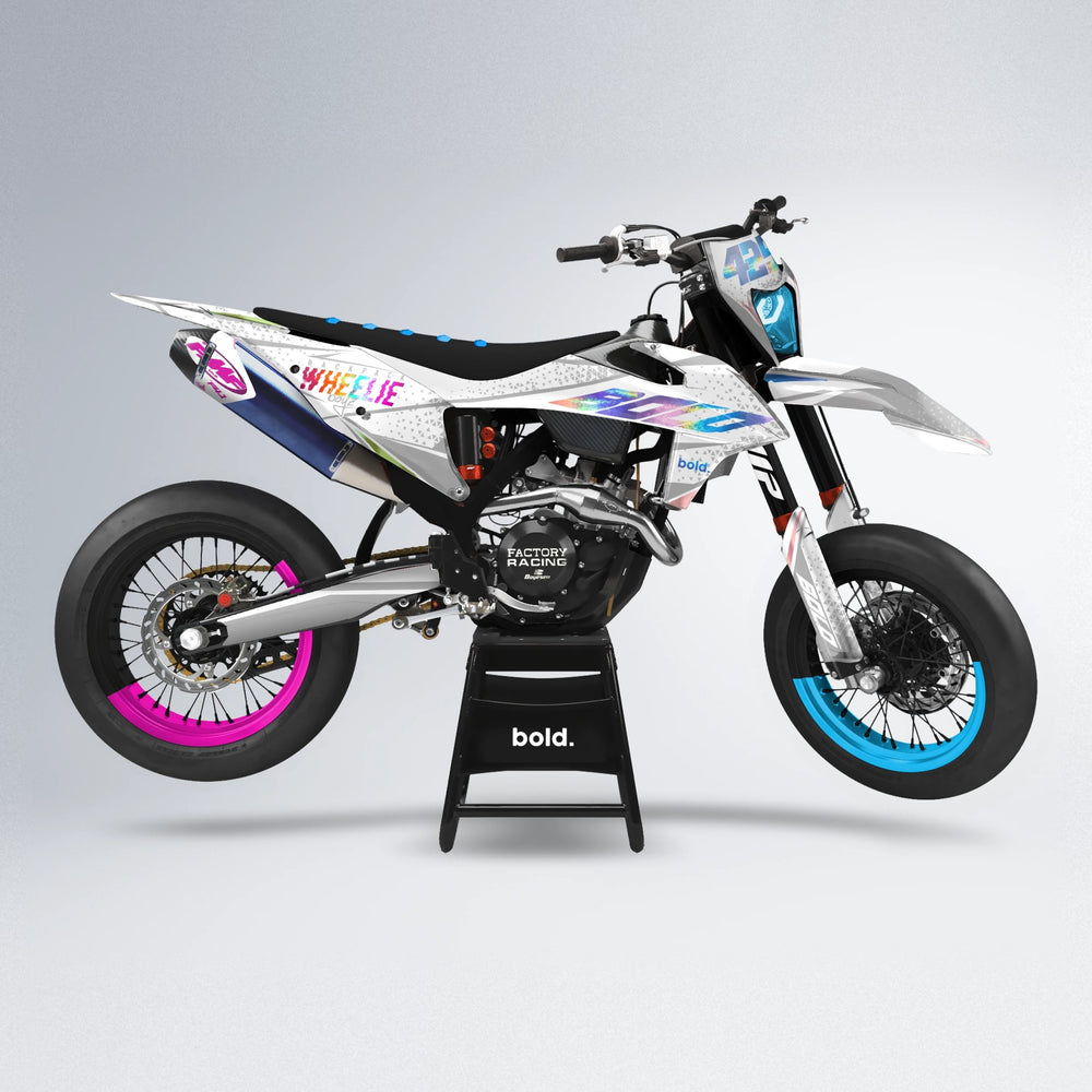 SKOOVBY supermoto graphics kit in Pink & Light Blue