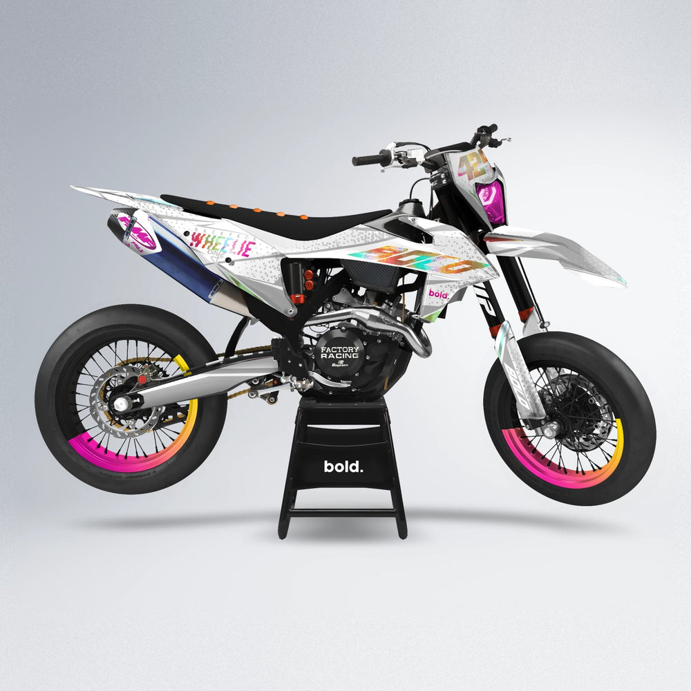 SKOOVBY supermoto graphics kit in Pink & Yellow