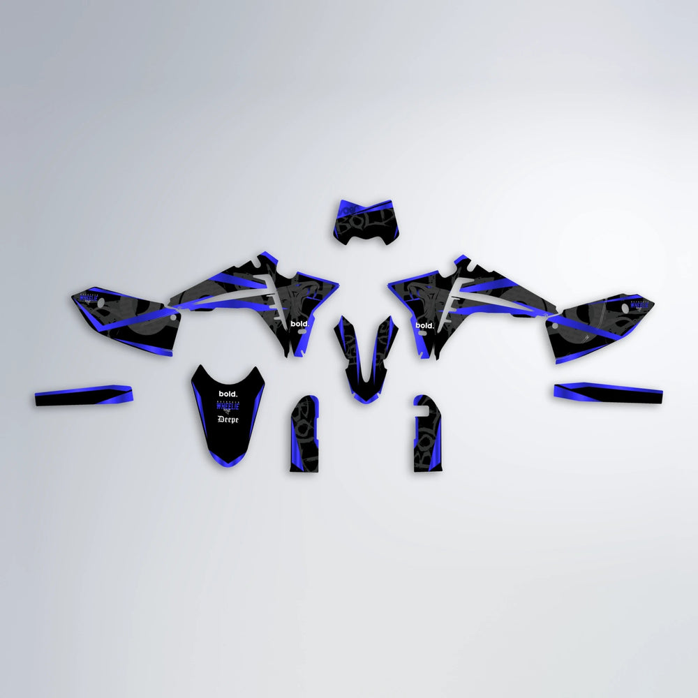 SLASH Fantic graphics kit parts layout in Blue