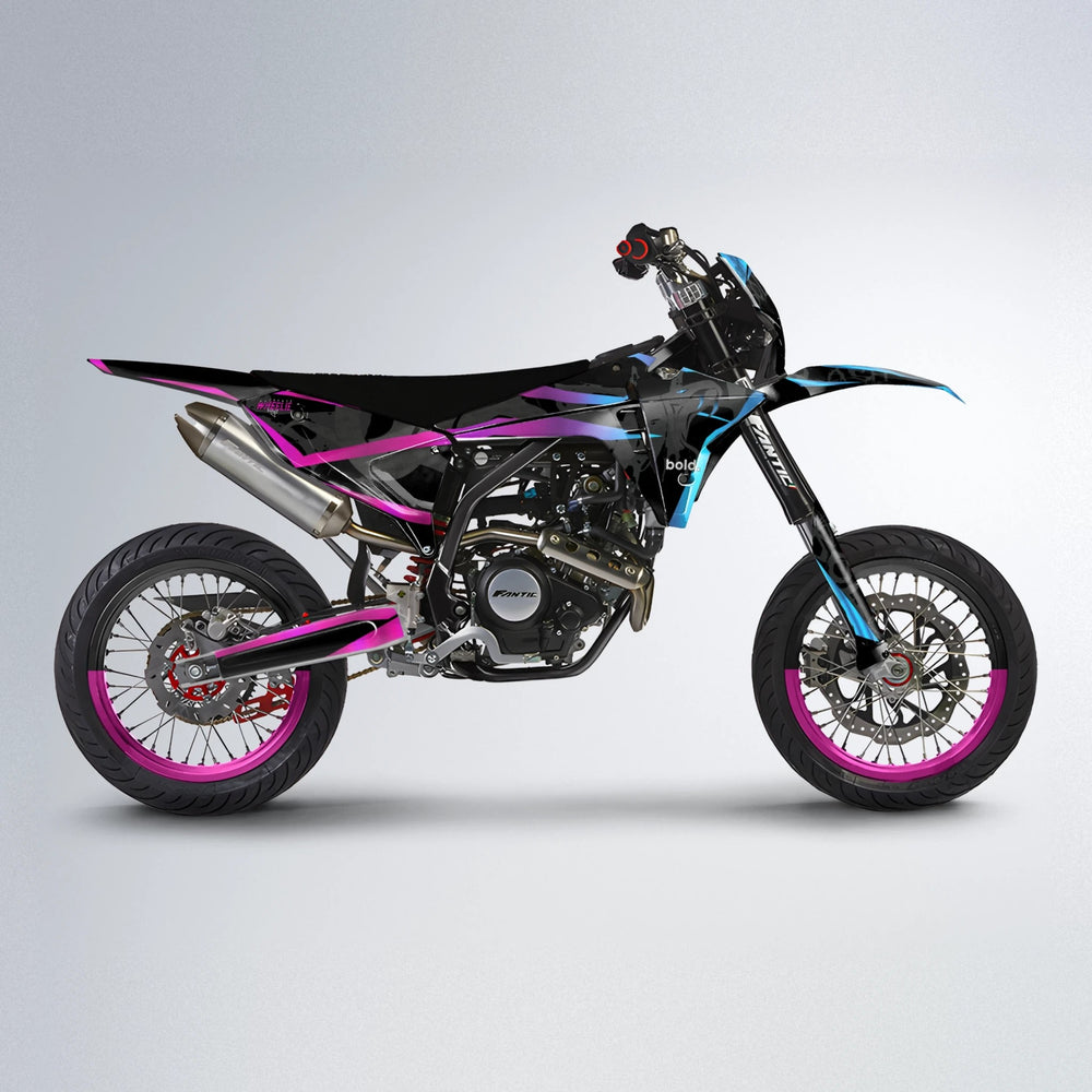 SLASH Fantic supermoto graphics kit in Pink & Light Blue