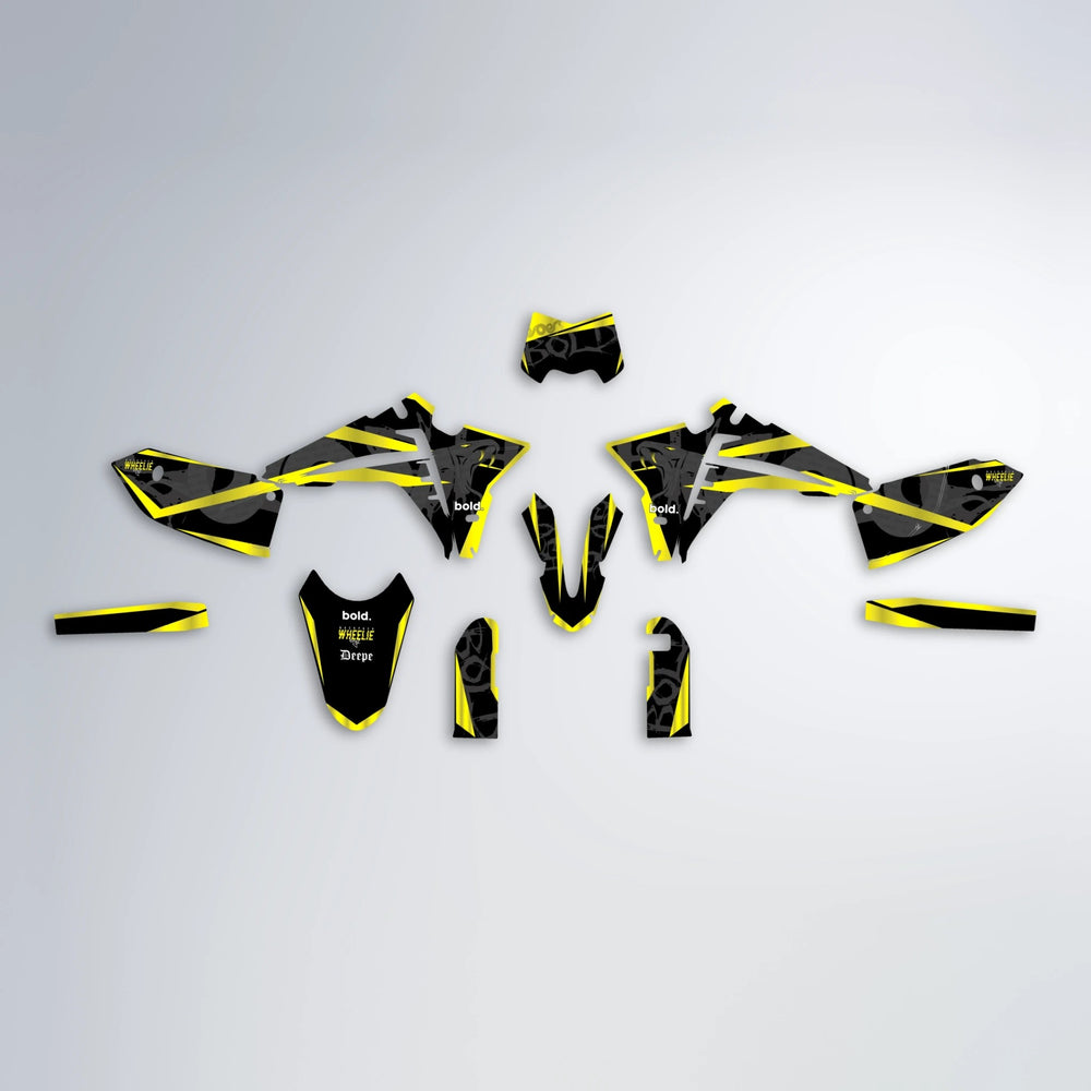 SLASH Fantic graphics kit parts layout in Yellow