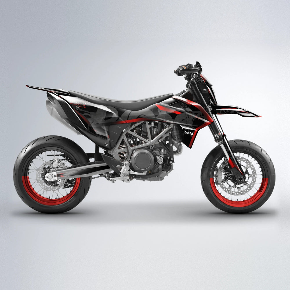 SLASH KTM SMC 690 supermoto graphics kit in Black & Red