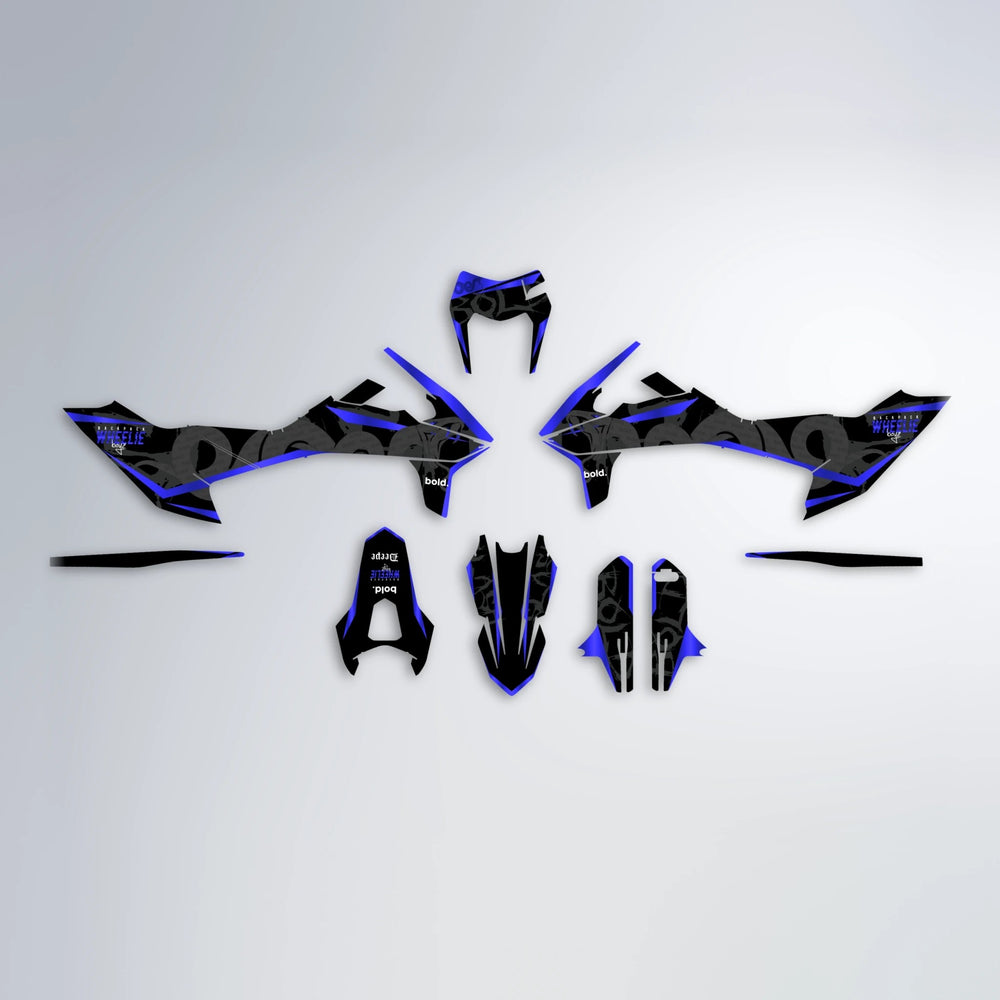 SLASH KTM SMC 690 graphics kit parts layout in Blue