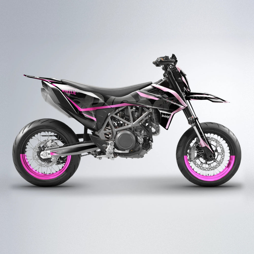 SLASH KTM SMC 690 supermoto graphics kit in Flamingo
