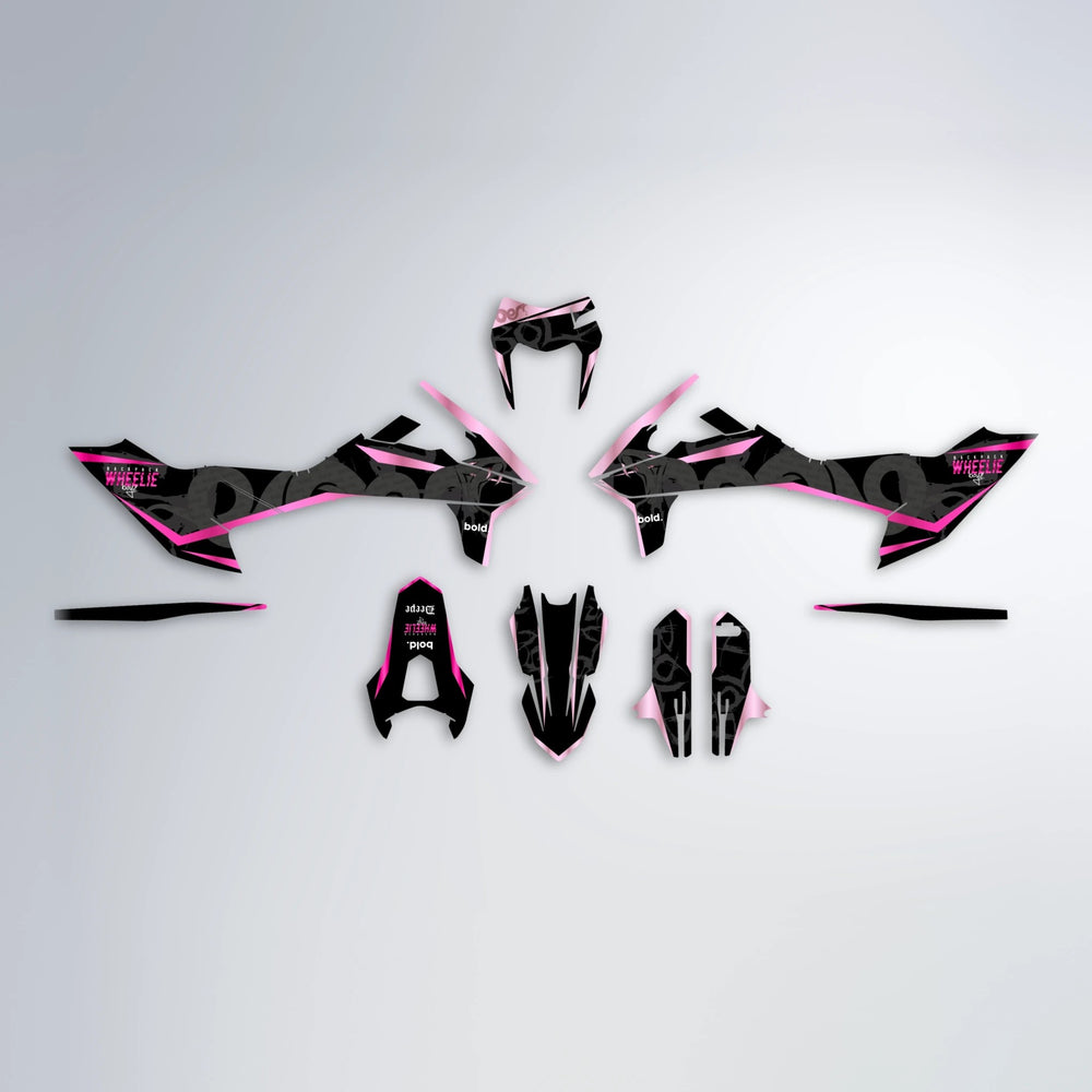 SLASH KTM SMC 690 graphics kit parts layout in Flamingo