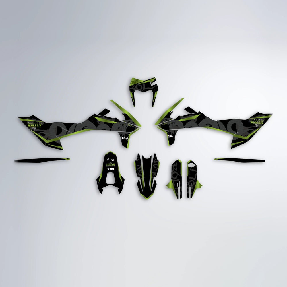 SLASH KTM SMC 690 graphics kit parts layout in Olive