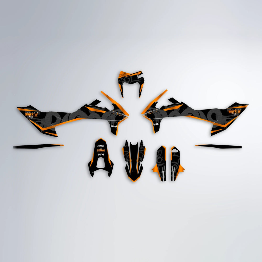 SLASH KTM SMC 690 graphics kit parts layout in Orange
