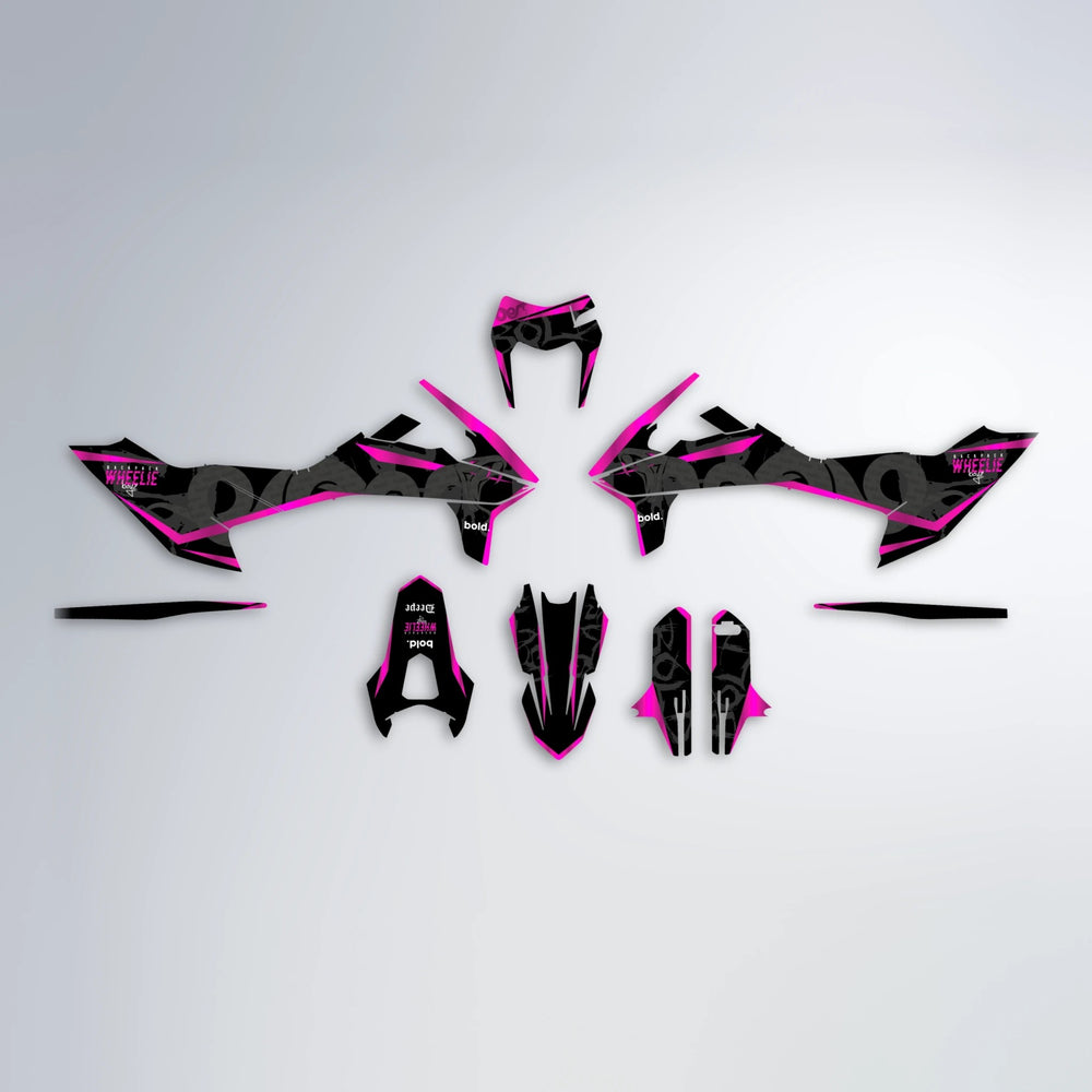 SLASH KTM SMC 690 graphics kit parts layout in Pink