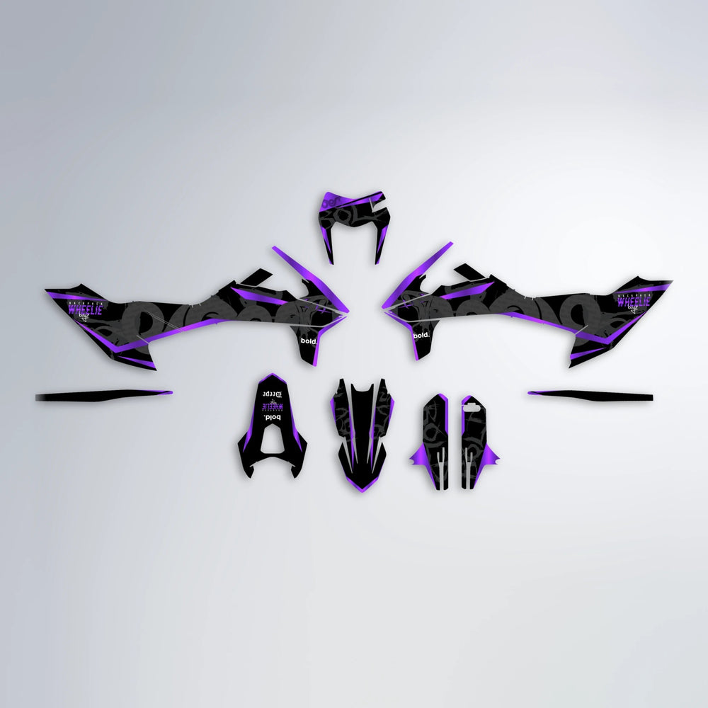 SLASH KTM SMC 690 graphics kit parts layout in Purple