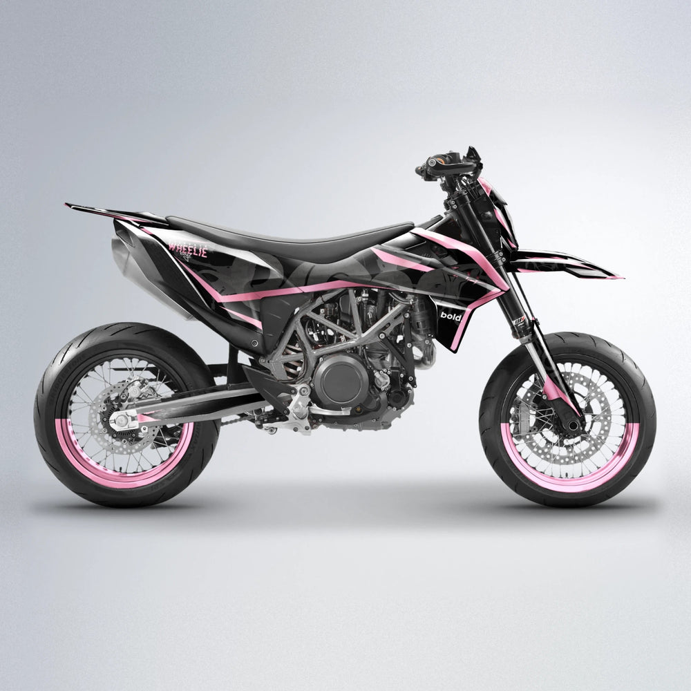 SLASH KTM SMC 690 supermoto graphics kit in Sakura Pink