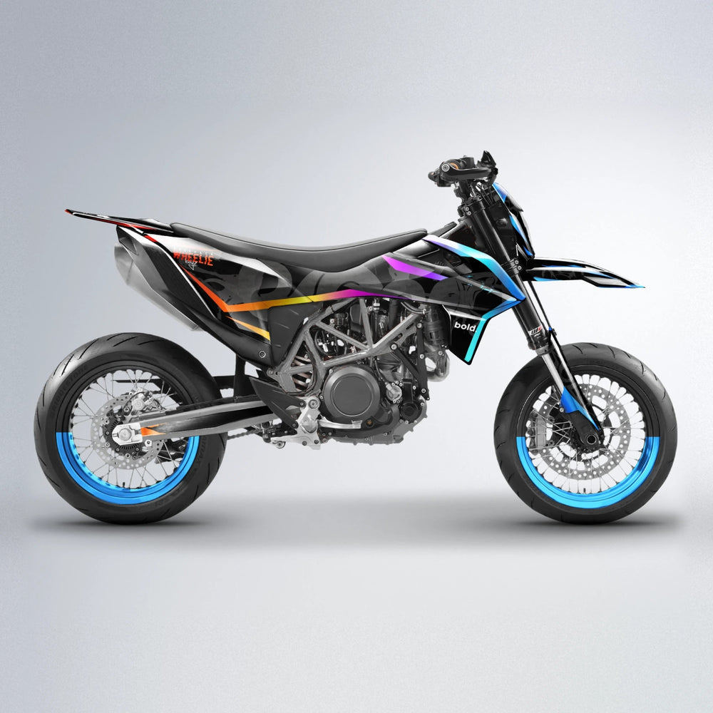 SLASH KTM SMC 690 supermoto graphics kit in Sunset Fade