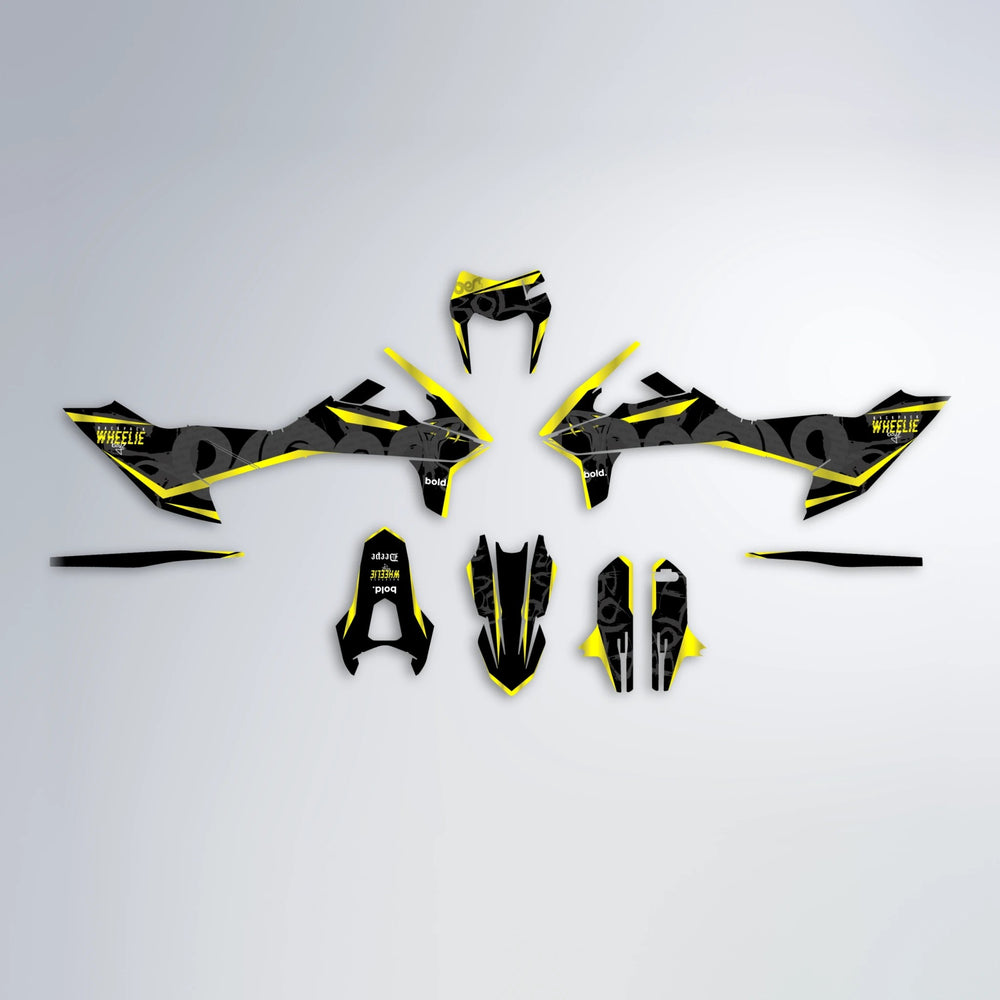 SLASH KTM SMC 690 graphics kit parts layout in Yellow