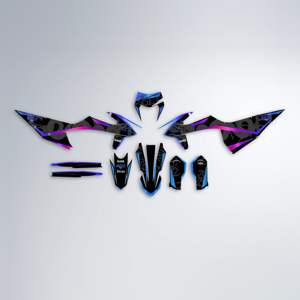 SLASH graphics kit parts layout in Blue Purple Fade