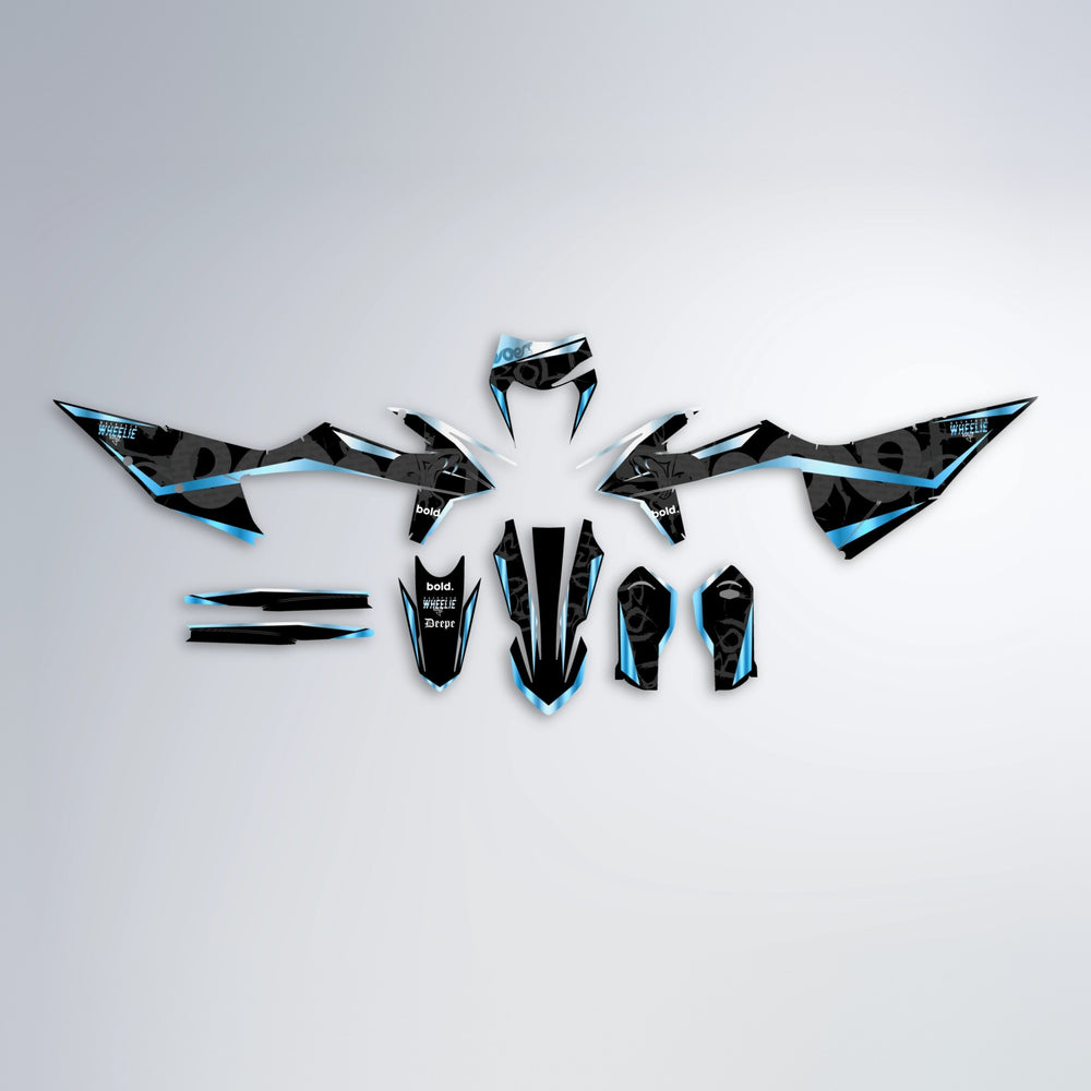 SLASH graphics kit parts layout in Light Blue & White
