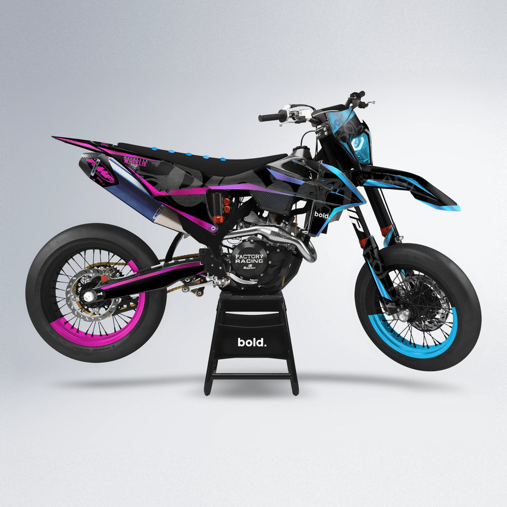 SLASH supermoto graphics kit in Pink & Light Blue
