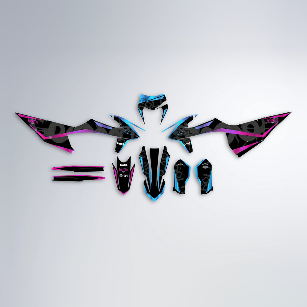 SLASH graphics kit parts layout in Pink & Light Blue