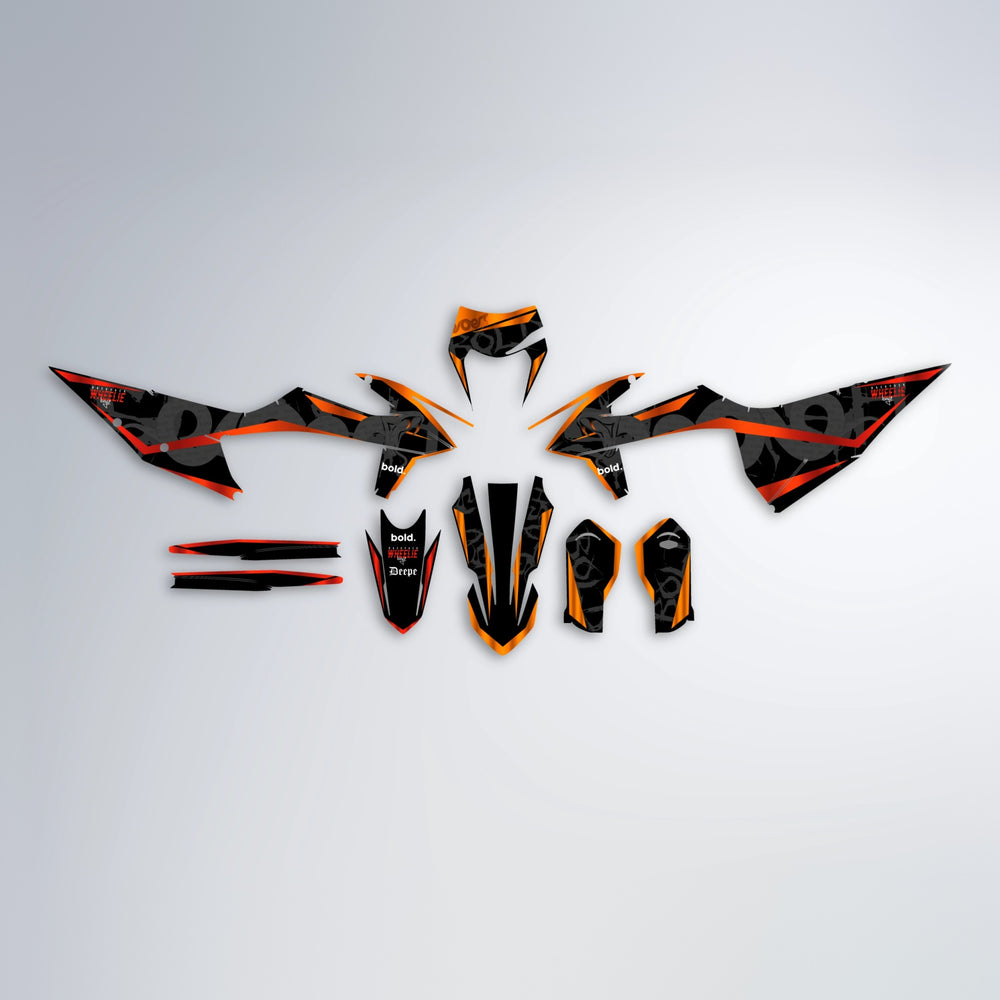 SLASH graphics kit parts layout in Red & Orange