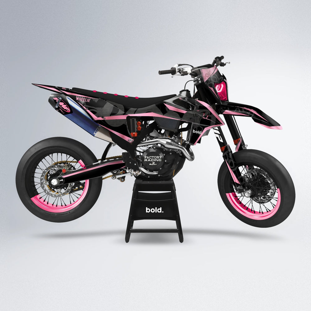 SLASH supermoto graphics kit in Sakura Pink