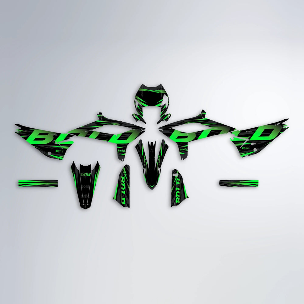 SLAUGHTER Beta graphics kit parts layout in Green