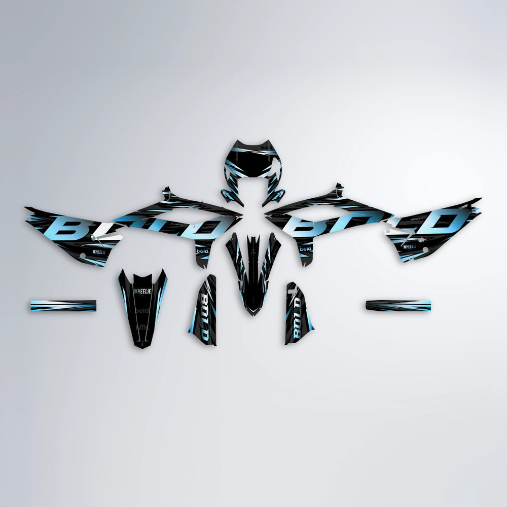 SLAUGHTER Beta graphics kit parts layout in Light Blue & White
