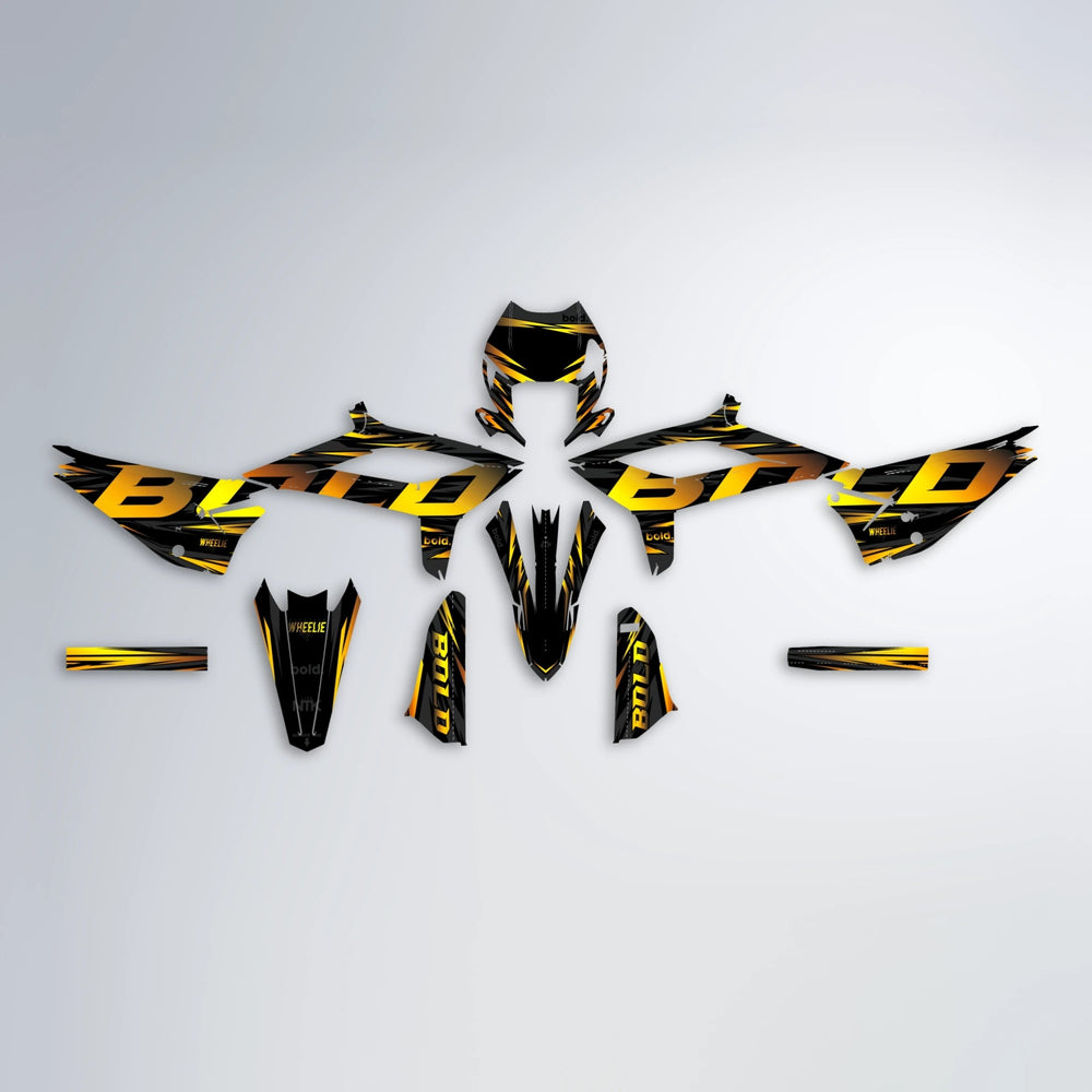 SLAUGHTER Beta graphics kit parts layout in Orange & Yellow